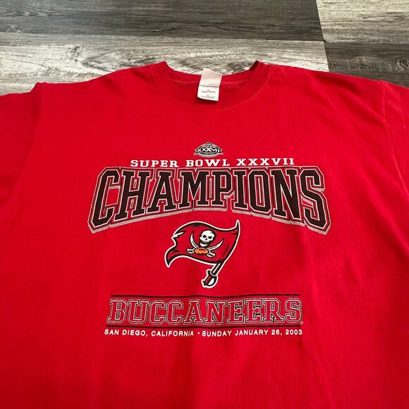 Vintage Y2K 2003 NFL Super Bowl Buccaneers Red Mens XL T-Shirt Graphic - Picture 1 of 8